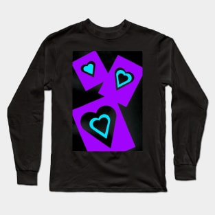 Hearts in Black Turquoise and Purple Var 4 Alternate Options Long Sleeve T-Shirt